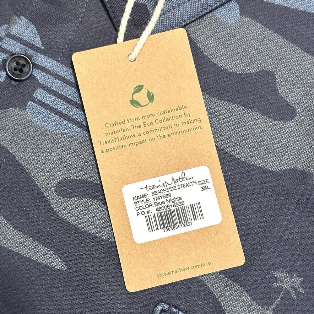 Travis Mathew Polo Shirt Eco Collection Beachside Stealth Golf Blue Men’s 3XL - Picture 6 of 11
